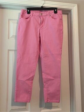 crown & ivy Pink Cropped Straight-Leg Jeans